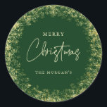 グリーンエレガント金ゴールドスノーフレークMerry Christmas ラウンドシール<br><div class="desc">グリーンエレガント金ゴールドスノーフレークMerry Christmas Holiday Round Stickers.</div>