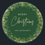 グリーンエレガント金ゴールドスノーフレークMerry Christmas ラウンドシール<br><div class="desc">グリーンエレガント金ゴールドスノーフレークMerry Christmas Holiday Round Stickers.</div>