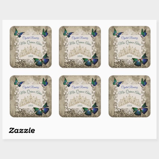 グリーンエレガント金ゴールドティアラパーティーフェイスキンセアニェラ スクエアシール (シート)