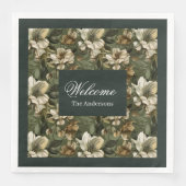 グリーンエレガント金ゴールドナプキンスパーソナライズされた食器 (正面)