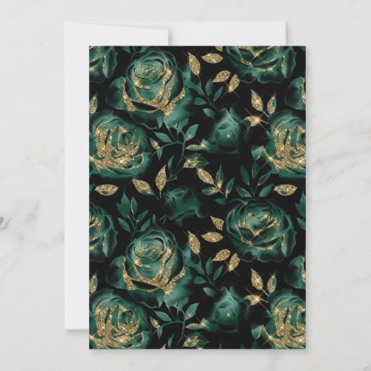 グリーンエレガント金ゴールドバラフローラ60誕生日 招待状 (裏面)