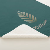 グリーンエレガント金ゴールドパインパーソナライズされた シェルパブランケット (3/4)