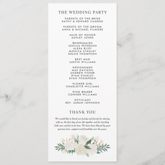 グリーンエレガント金ゴールドフローラ緑のリース結婚ズ プログラム (裏面)