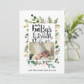 グリーンエレガント金ゴールドベリーベビー初めてのクリスマス シーズンカード (スタンド正面)