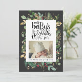 グリーンエレガント金ゴールドベリーベビー初めてのクリスマス シーズンカード (スタンド正面)