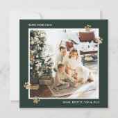 グリーンエレガント金ゴールドポーフォトハッピーHowlidays シーズンカード (正面)