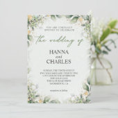 グリーンエレガント金ゴールドミントクリームユーカリ 招待状 (スタンド正面)