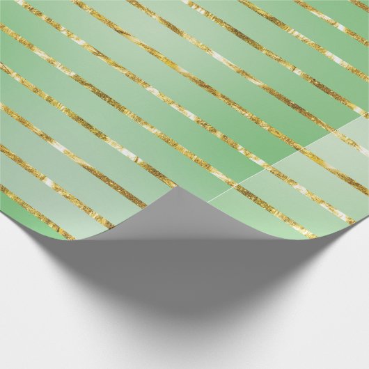 グリーンエレガント金ゴールドメリークリスマス ラッピングペーパー (角)