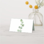 グリーンエレガント金ゴールドユーカリ名デー結婚ト プレイスカード (裏面)