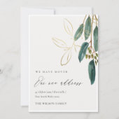 グリーンエレガント金ゴールドユーカリ我々はカードを移動した サンキューカード (正面)