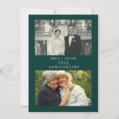 グリーンエレガント金ゴールドリーフ記念写真 招待状 (裏面)