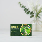 グリーンエレガント金ゴールドローンケア造園サービス 名刺 (スタンド正面)