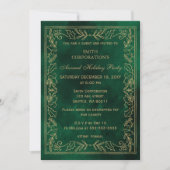 グリーンエレガント金ゴールド企業のホリデーパーティー 招待状 (正面)
