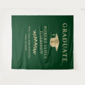 グリーンエレガント金ゴールド卒業パーティーへようこそ タペストリー (正面(横))