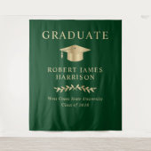 グリーンエレガント金ゴールド卒業パーティーへようこそ タペストリー (正面)