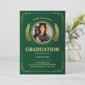 グリーンエレガント金ゴールド卒業式 招待状 (スタンド正面)