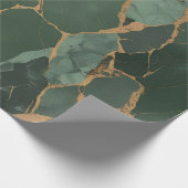 グリーンエレガント金ゴールド大理石包み紙 ラッピングペーパー (角)