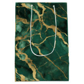 グリーンエレガント金ゴールド大理石 ミディアムペーパーバッグ (裏面)