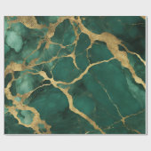 グリーンエレガント金ゴールド大理石 ラッピングペーパー (フラット)