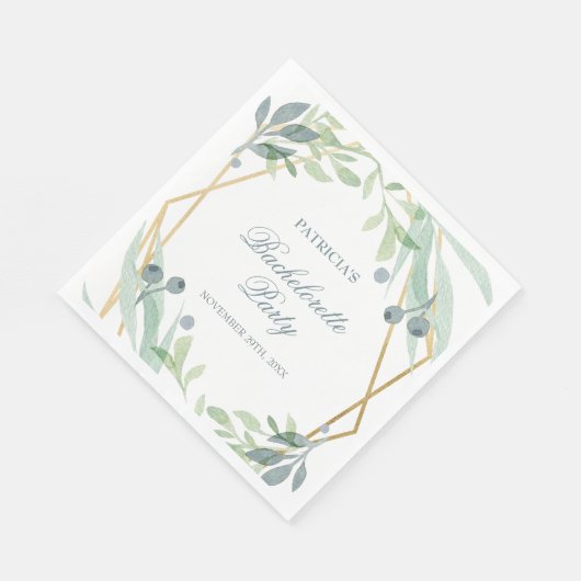 グリーンエレガント金ゴールド植物学バチェロレッテ スタンダードランチョンナプキン (角)