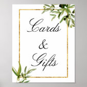 グリーンエレガント金ゴールド植物性つる植物カード&ギフト ポスター (正面)