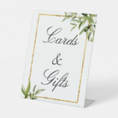 グリーンエレガント金ゴールド植物性つる植物カード&ギフト 台座サイン (正面)