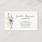 グリーンエレガント金ゴールド植物葉 名刺 (裏面)