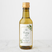 グリーンエレガント金ゴールド植物風合わせウェディングミニ ワインラベル (正面)