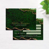 グリーンエレガント金ゴールド瑪瑙のギフト証明書 (デスク)