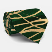 グリーンエレガント金ゴールド秋の木スケッチ ネクタイ (ロール)