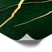 グリーンエレガント金ゴールド秋の木スケッチ ポスター (角)