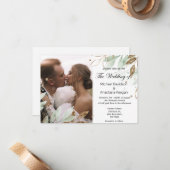 グリーンエレガント金ゴールド結婚フローラの招待 ノートカード (正面/裏面インサイチュ)