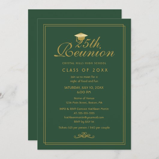 グリーンエレガント金ゴールド25thクラス懇親会 招待状 (正面/裏面)
