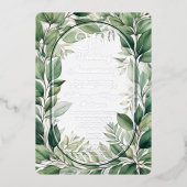 グリーンエレガント離れ結婚ズ25周年 箔招待状 (正面)