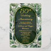 グリーンエレガント離れ結婚ズ50周年 箔招待状 (正面)