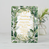 グリーンエレガント離れ結婚ズ70周年 箔招待状 (立ち正面)