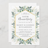 グリーンエレガント離れ結婚金ゴールド50周年 招待状 (正面/裏面)