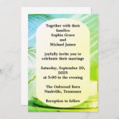 グリーンエレガント離れ自然デザイン | ボタミニマルン 招待状 (正面/裏面)