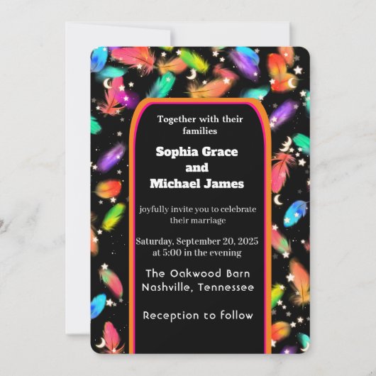 グリーンエレガント離れ自然デザイン | ボタミニマルン 招待状 (正面)