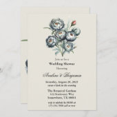 グリーンエレガント&グレーブーケウェディングシャワー 招待状 (正面/裏面)