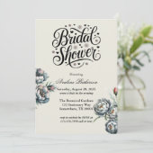 グリーンエレガント&グレーブーケブライダルシャワー 招待状 (スタンド正面)