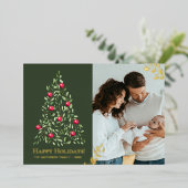 グリーンエレガント&ゴールドフォイルボタニカルファミリーフォトH 箔シーズンカード (立ち正面)