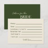 グリーンエレガント&ベージュパームツリーブライダルシャワー アドバイスカード (正面/裏面)