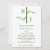 グリーンエレガント&ホワイトフローラ結婚式招待状 招待状 (正面)