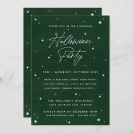 グリーンエレガント+ホワイトマジカルスターズハローウィンパーティ 招待状