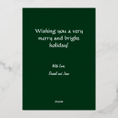 グリーンエレガント メリークリスマス ポートレート写真 箔シーズンカード (裏面)