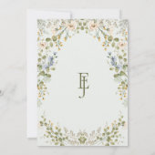 グリーンエレガント ワイルドフラワー パステル ウェディング 招待状 (裏面)