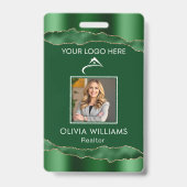グリーンエレガント&金ゴールドカスタム社員フォト会社 バッジ (表面)
