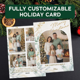 グリーンエレガント&金ゴールドクリスマスフォトコラージュ シーズンカード