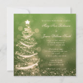 グリーンエレガント&金ゴールドクリスマス結婚ズ 招待状 (正面)